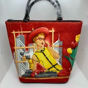 Funky retro hipster style handbag 50s rockabilly  pinup vintage inspire design